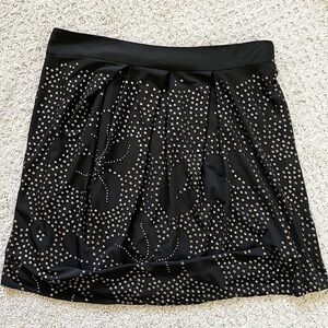 Sheri Bodell Black Mini Skirt Size M Studded Biker Moto Stretch Metal Festival